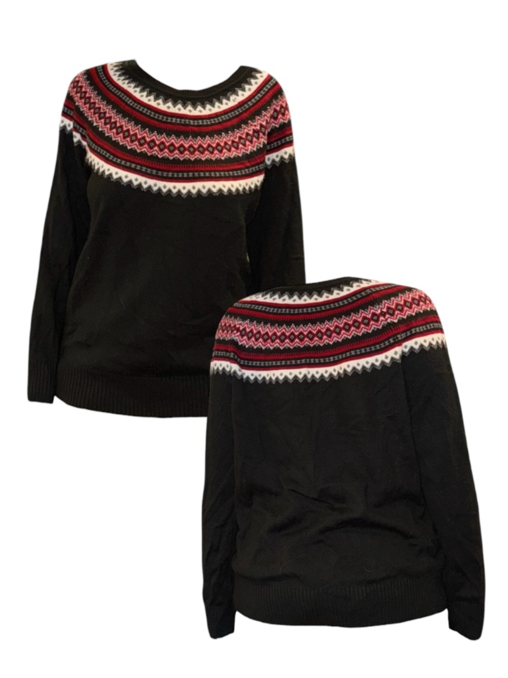Black Fair Isle Yoke Sweater